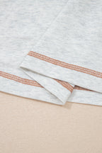 Raw Seam Color Block Detail Buttoned Henley Tee