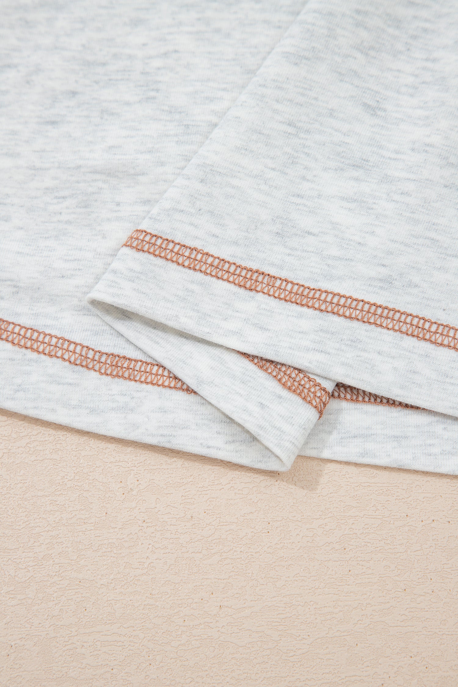 Raw Seam Color Block Detail Buttoned Henley Tee