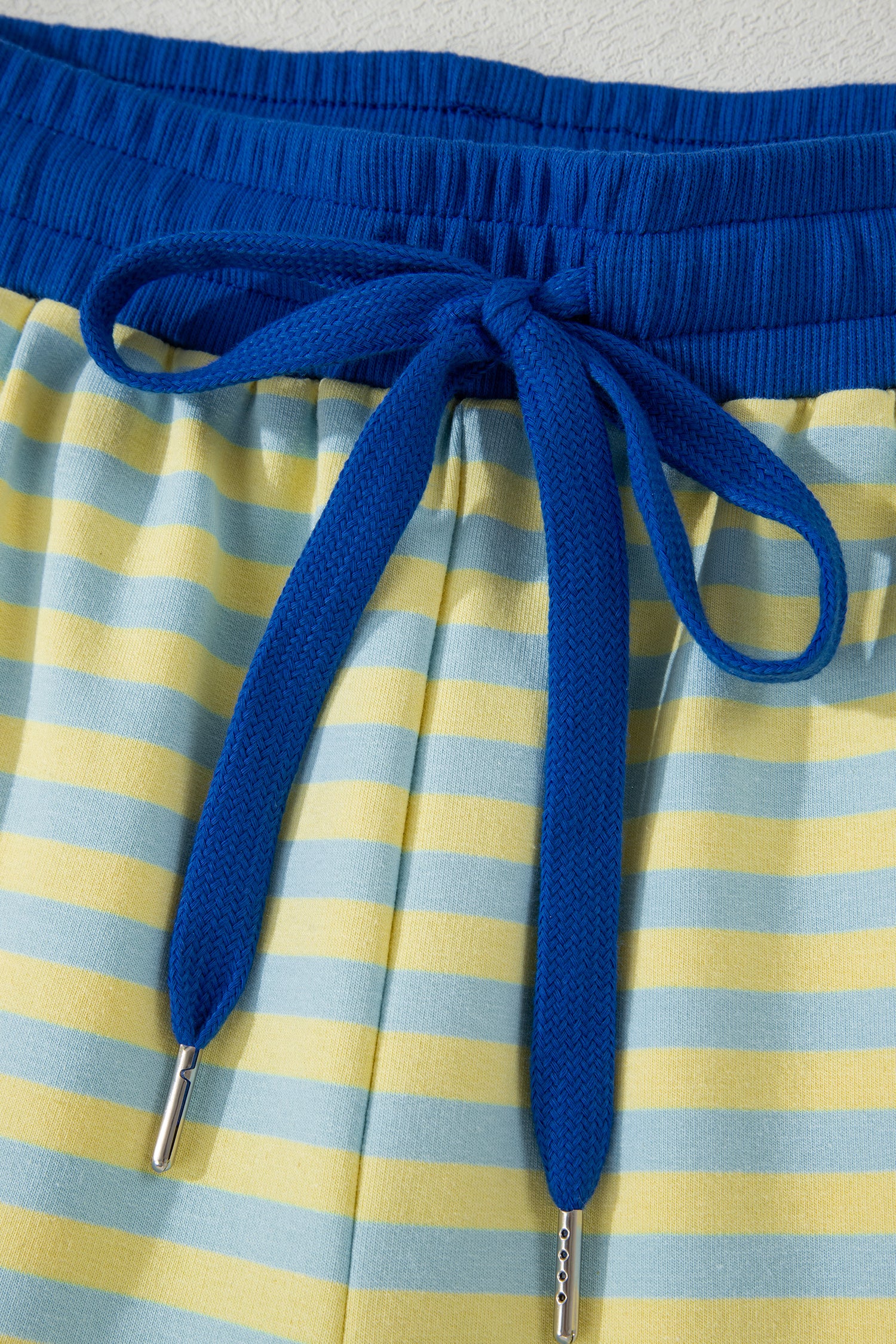 Striped Drop Shoulder Boxy Casual Terry Short Set