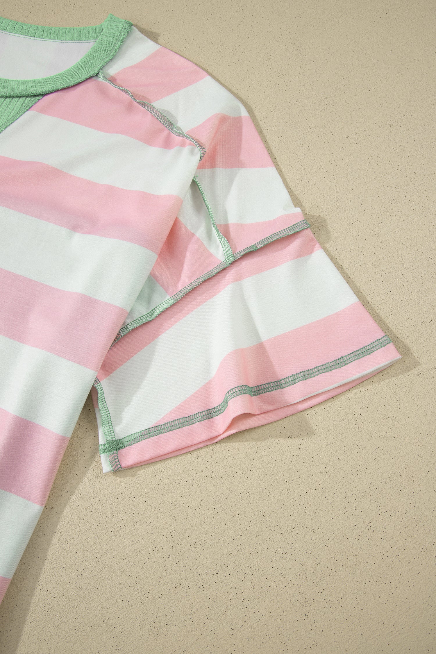 Striped Exposed Seam Ribbed Patchwork Oversized Tee