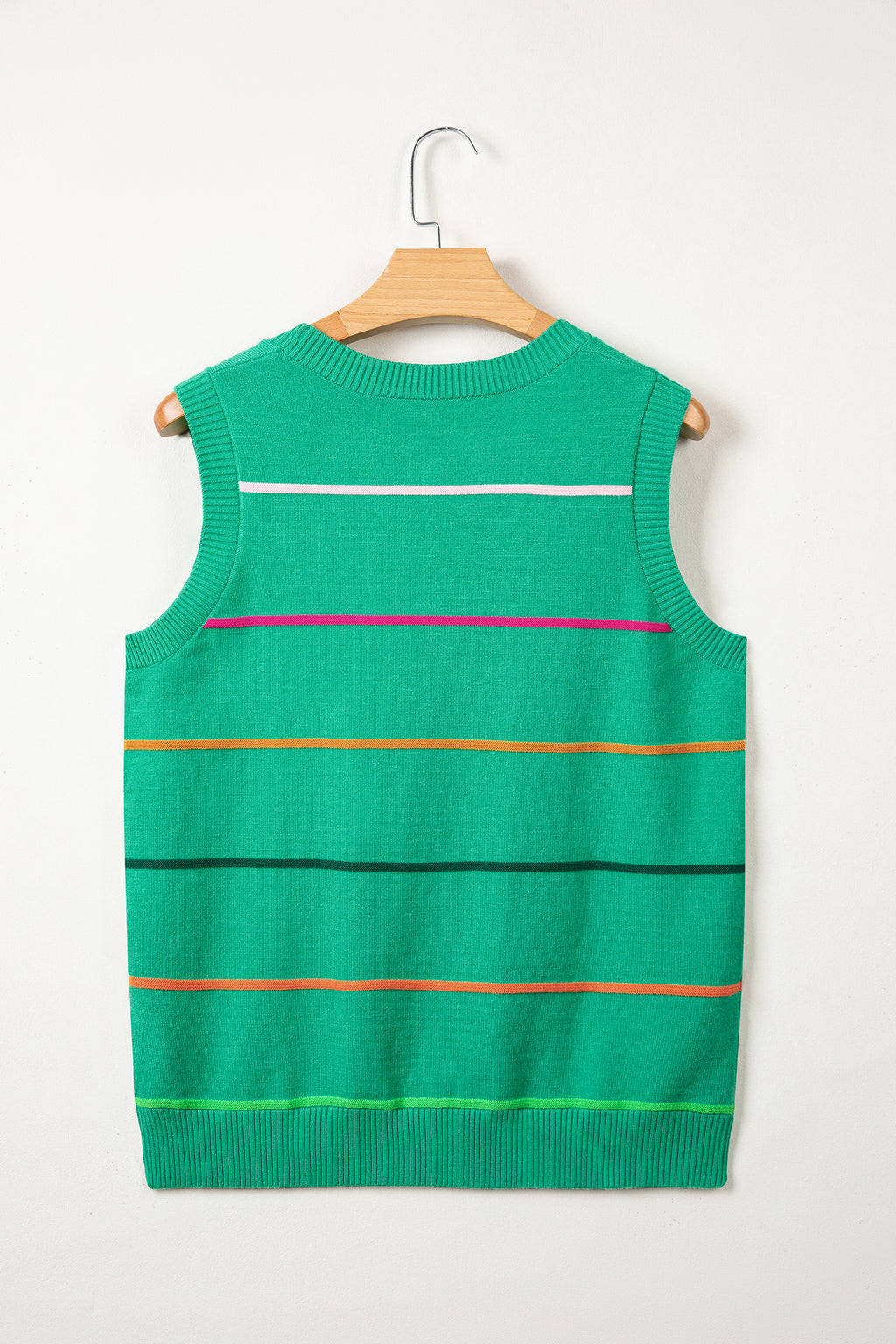 Striped Round Neck Knitted Sweater Tank