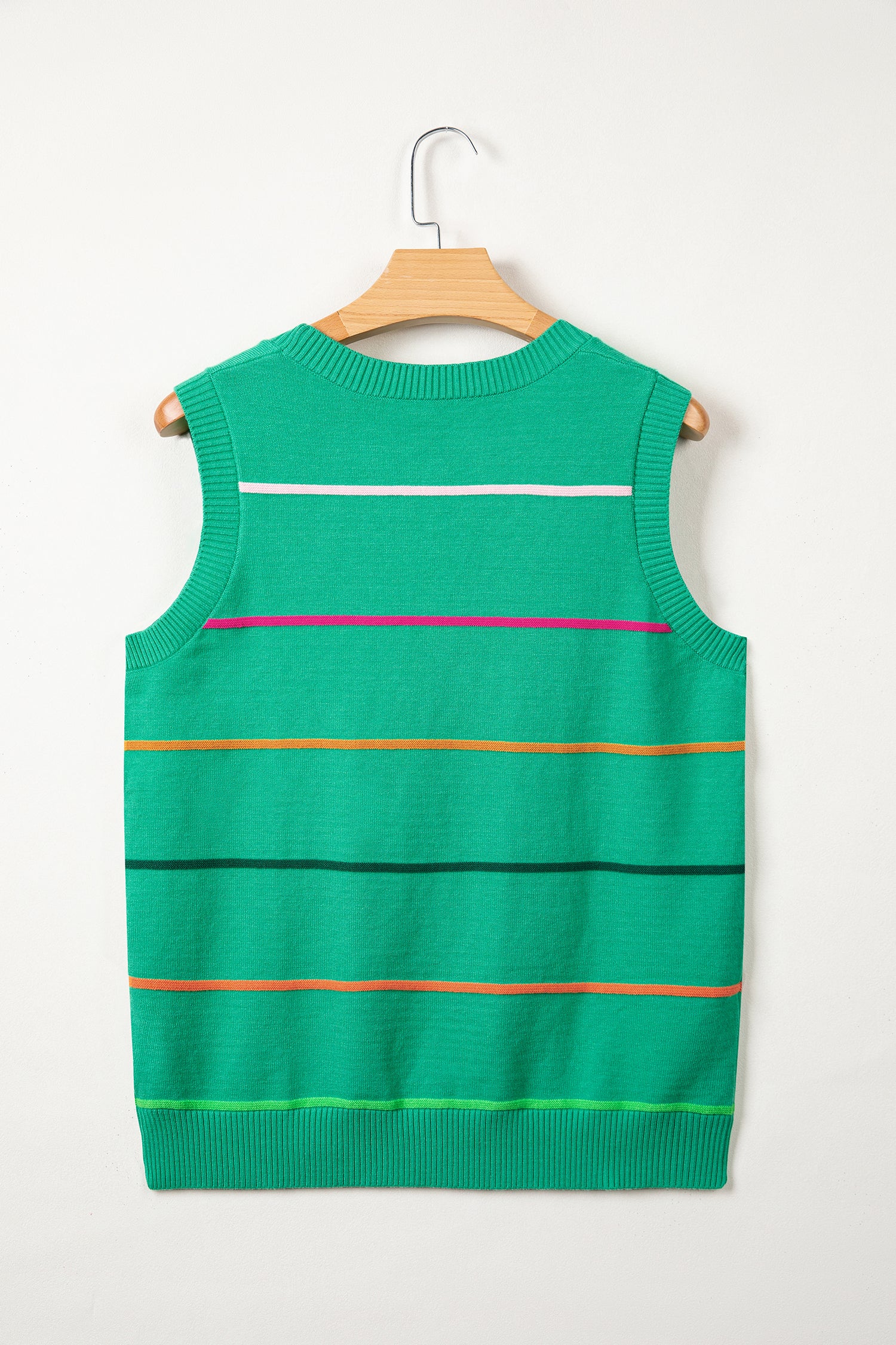 Striped Round Neck Knitted Sweater Tank