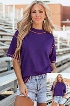 Light Grey Reversible Contrast-Stitched T-Shirt