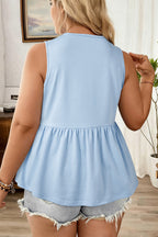 Plus Size Solid Color Bow Tie Peplum Tank Top