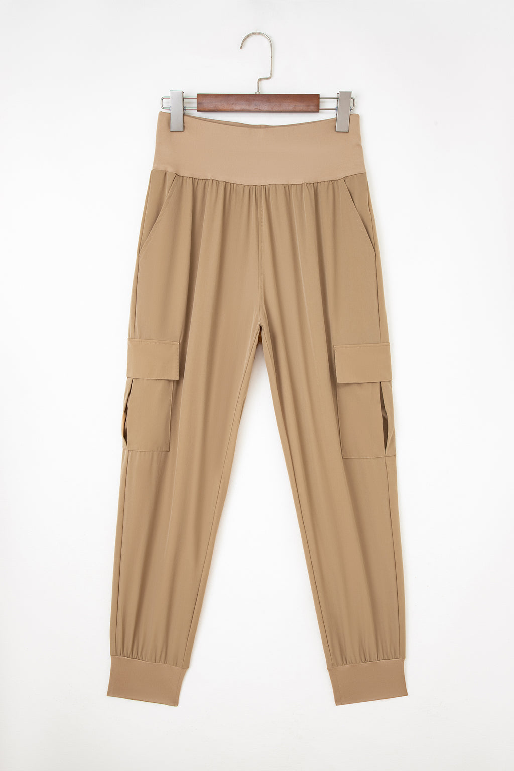 Elastic High Waist Pocketed Cargo Jogger Pants