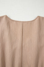 Dark Khaki Plus Size Textured Ruffled Short Sleeve Dress