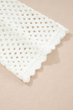 Scalloped Trim Hollow Out Knit Long Sleeve Top