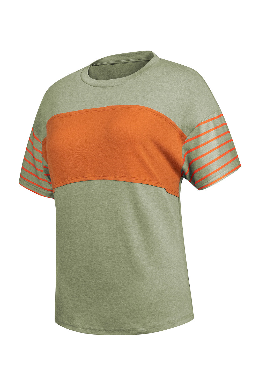 Color Block Striped Detail Loose T Shirt