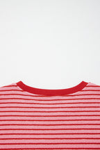 Striped Crew Neck Tee Drawstring Waist Cropped Pants Set