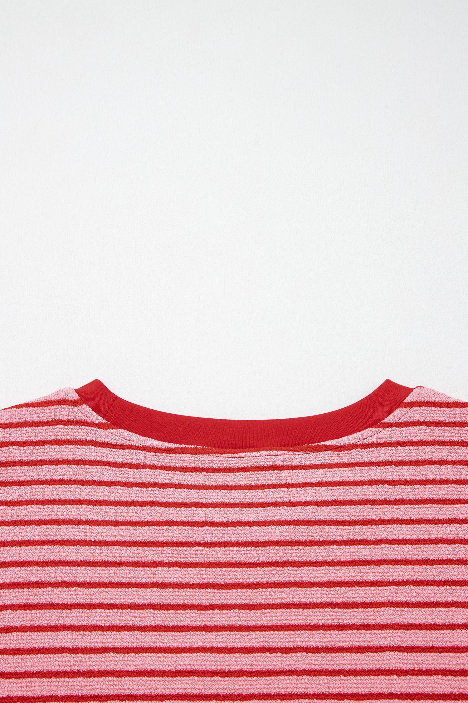 Striped Crew Neck Tee Drawstring Waist Cropped Pants Set
