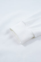 White Solid Color Dropped Shoulder Long Sleeve Top