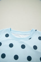 Ribbed Trim Polka Dot Print Tank Split Mini Skort 2pcs Set