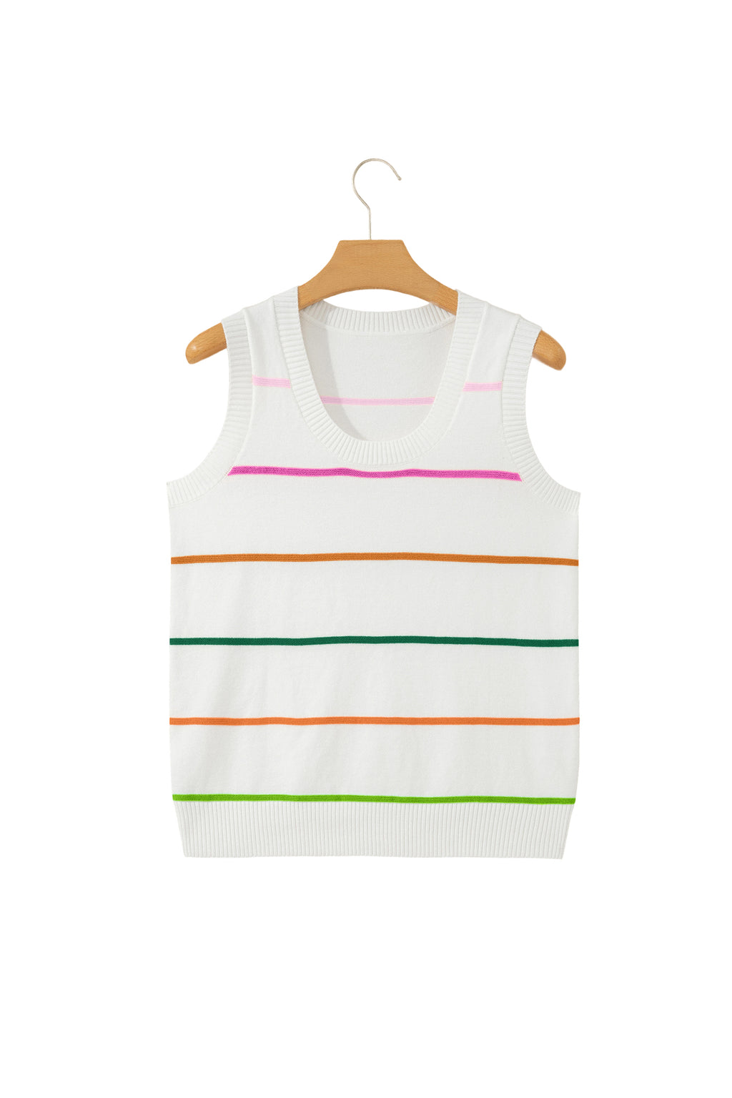 Striped Round Neck Knitted Sweater Tank