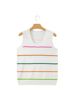 Striped Round Neck Knitted Sweater Tank