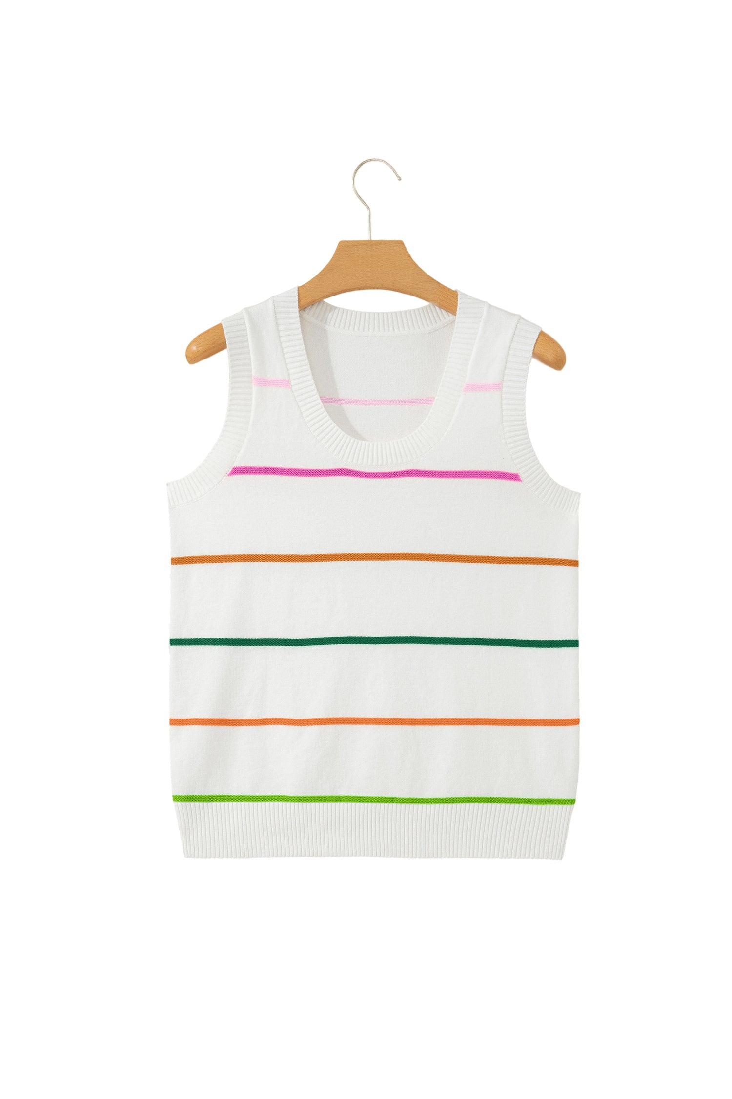 Striped Round Neck Knitted Sweater Tank