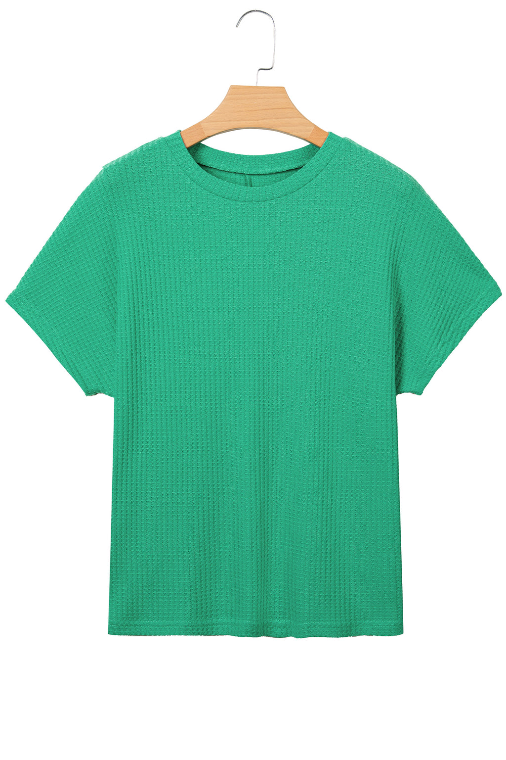 Waffle Textured Knit Dolman Short Sleeve Loose Top