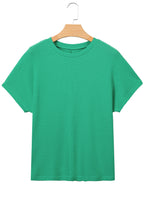 Waffle Textured Knit Dolman Short Sleeve Loose Top