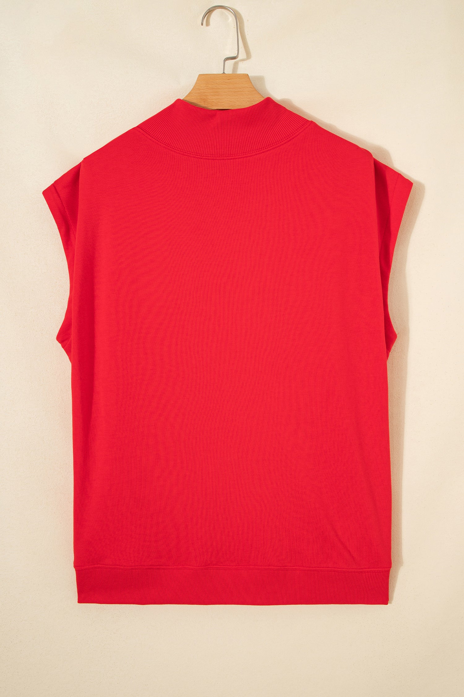 Solid Color High Neck Cap Sleeve Loose Top