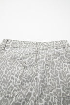 Leopard Frayed Edge Wide Leg High Waist Jeans