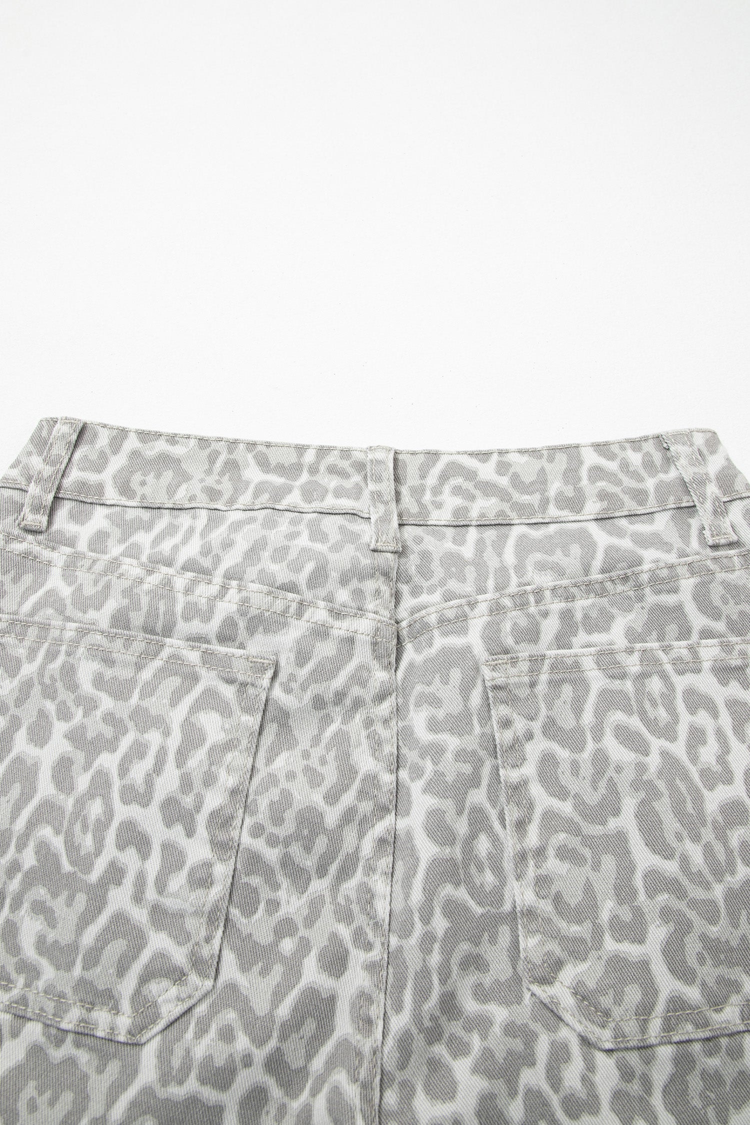 Leopard Frayed Edge Wide Leg High Waist Jeans