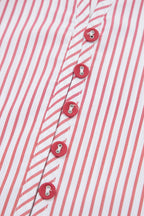 Red Stripe Plus Size Ruffled Hem Pinstriped Midi Dress