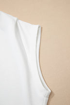 Solid Color High Neck Cap Sleeve Loose Top