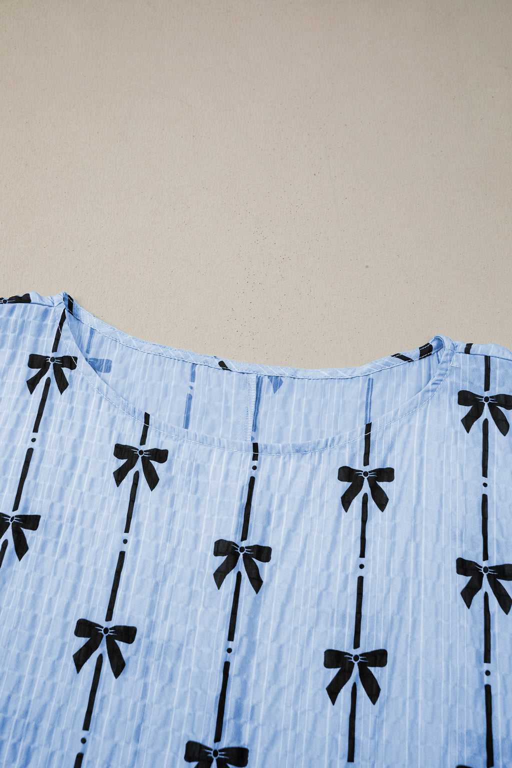 Bow Print Puff Short Sleeve Top