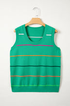 Striped Round Neck Knitted Sweater Tank