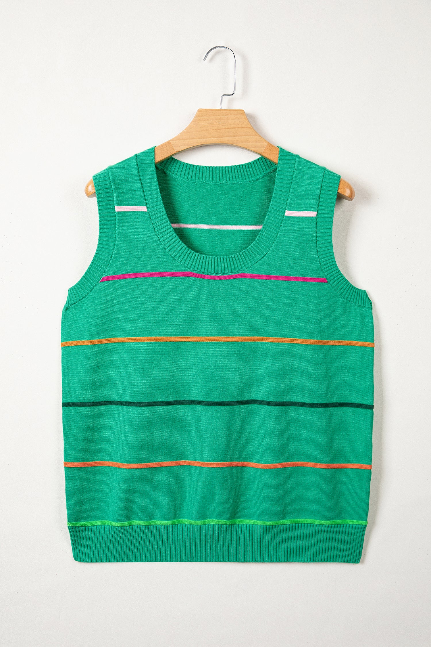 Striped Round Neck Knitted Sweater Tank
