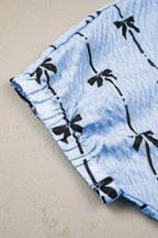 Bow Print Puff Short Sleeve Top