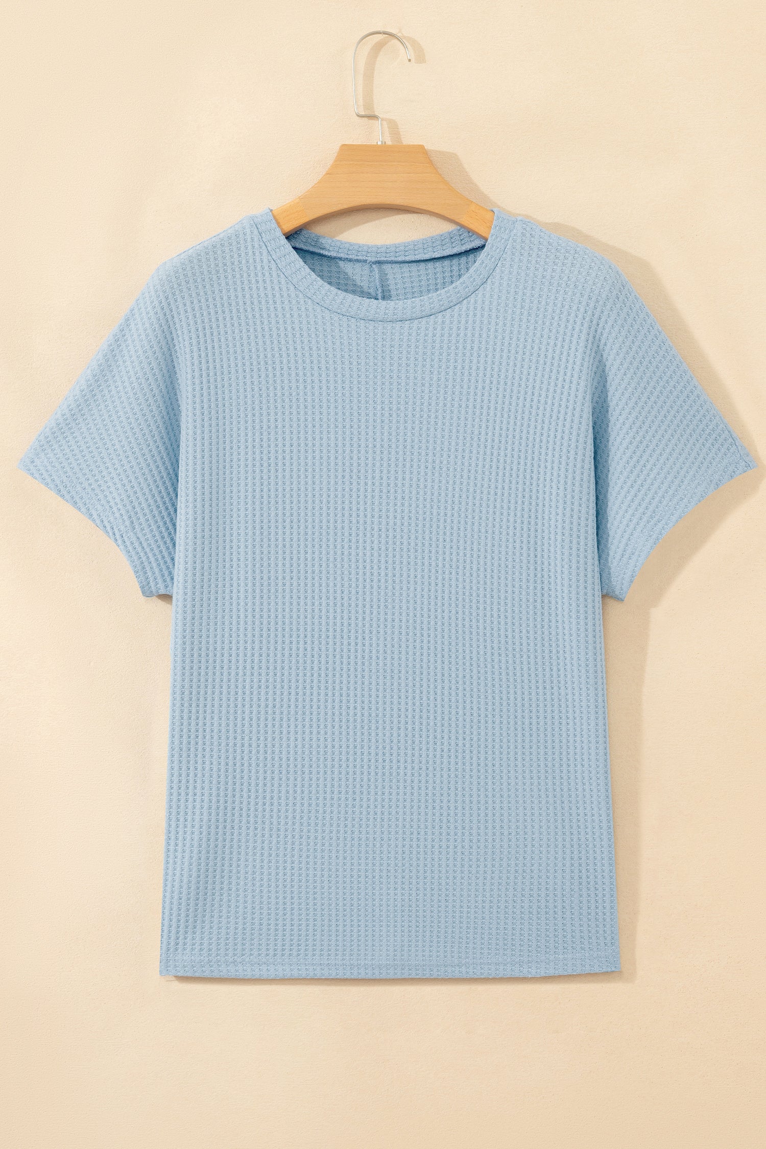 Waffle Textured Knit Dolman Short Sleeve Loose Top