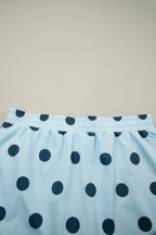 Ribbed Trim Polka Dot Print Tank Split Mini Skort 2pcs Set