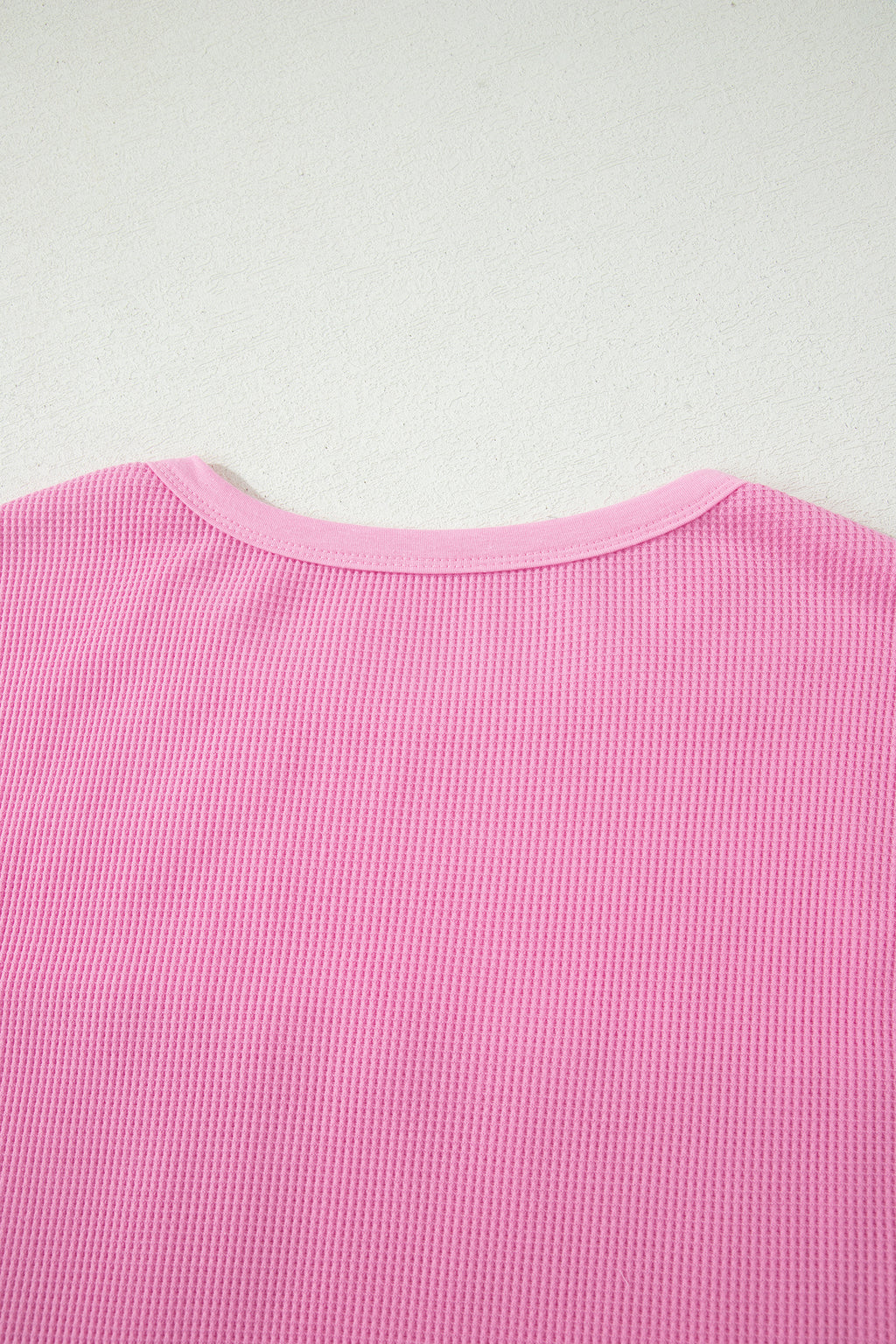 Solid Coluor Raw Seam Waffled Patchwork Casual T Shirt