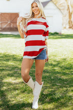 Racing Red Striped Color Block Oversize Tunic Tee