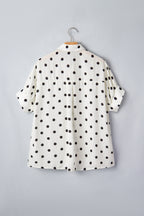 Beige Polka Dot Print Loose Dolman Shirt