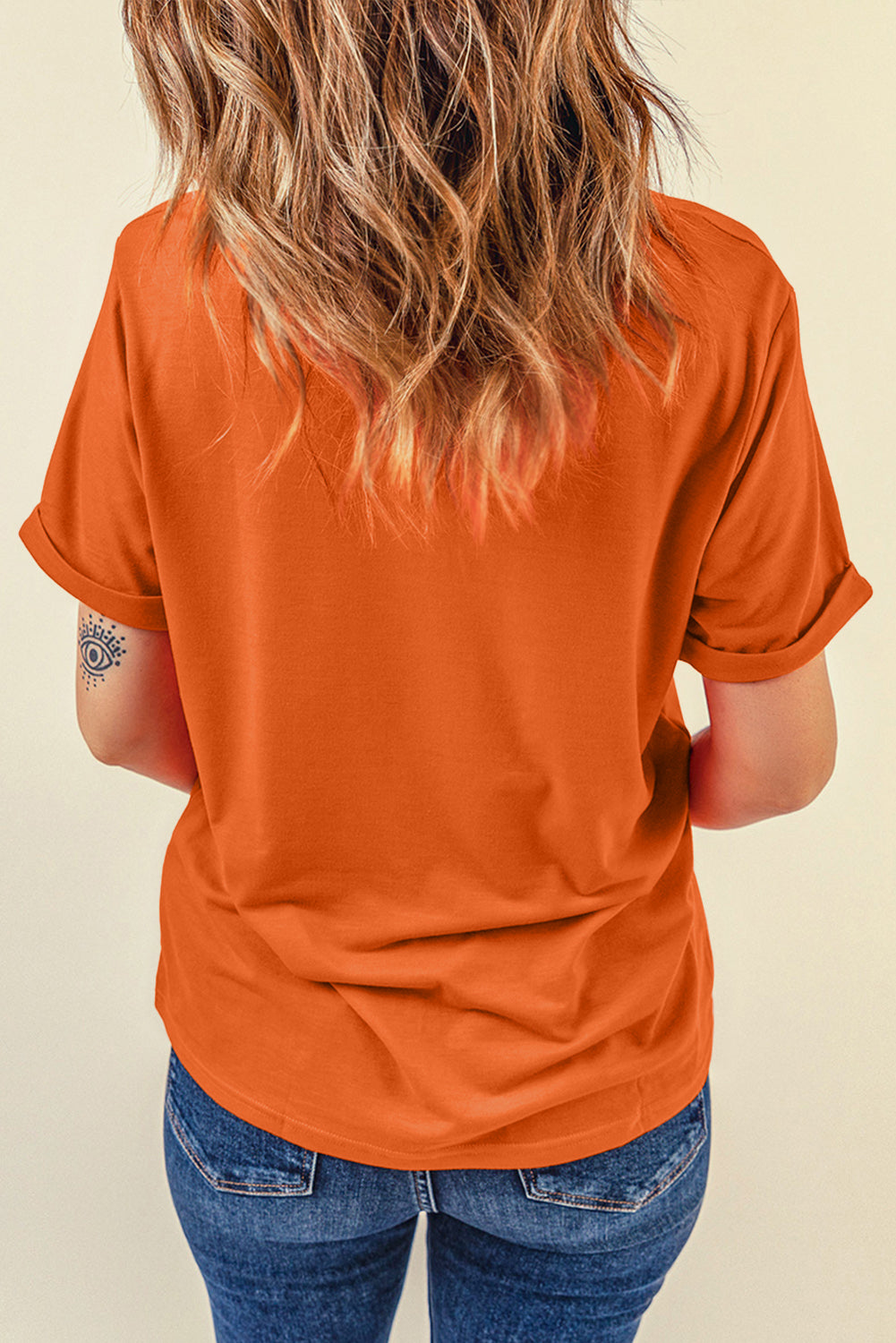 Casual Plain Crew Neck Tee