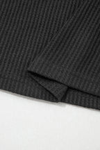 Waffle Knit Seam Detail Color Block Patchwork Short Sleeve Top