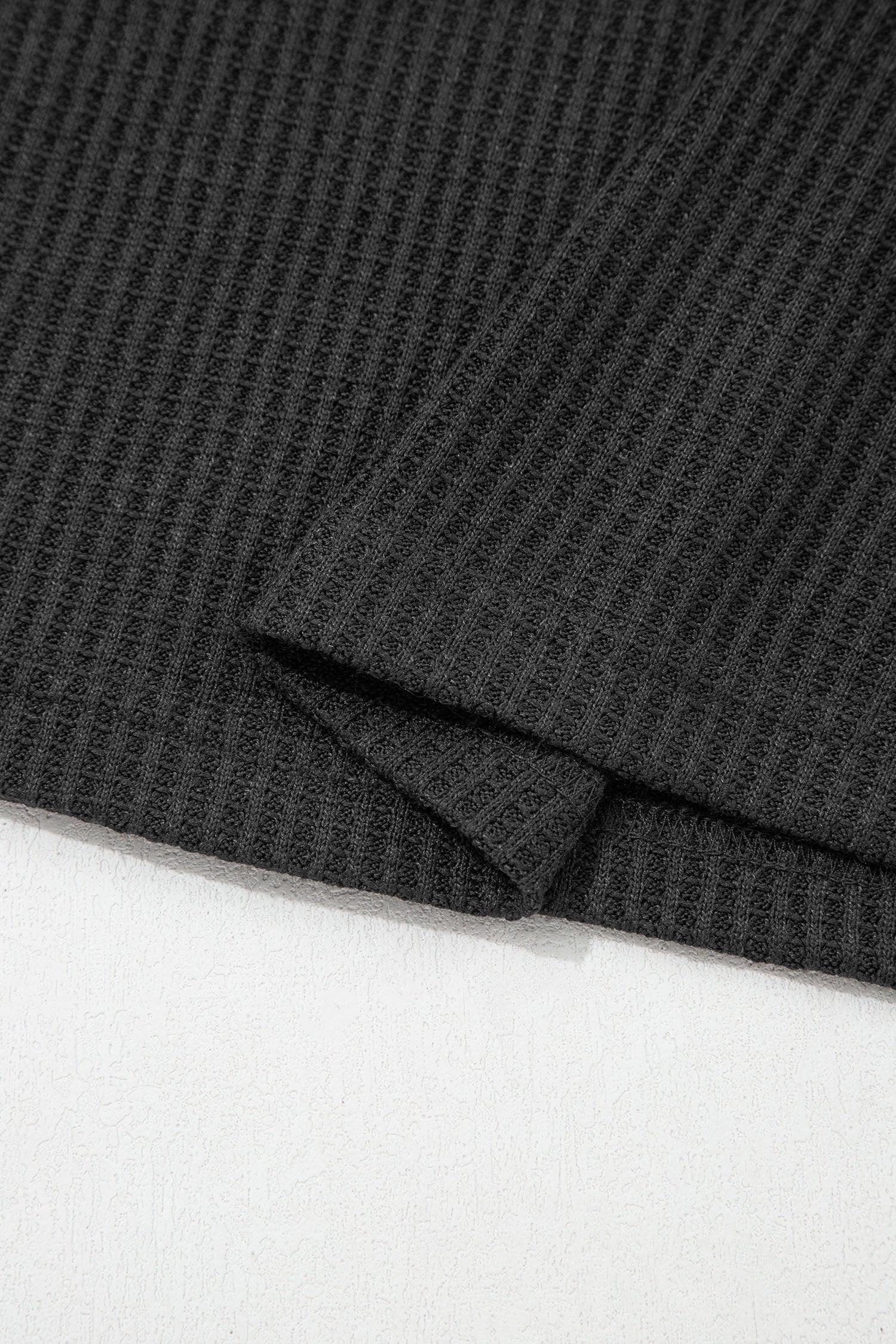 Waffle Knit Seam Detail Color Block Patchwork Short Sleeve Top