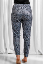 Grey Leopard Elastic Waist Casual Joggers