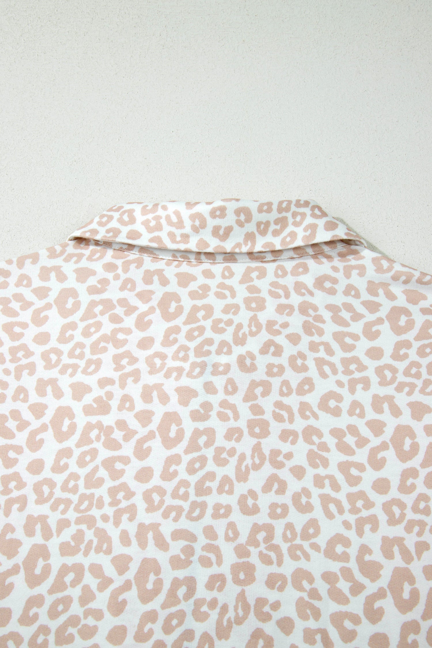 Beige Leopard Zip Polo Top 2pcs Short Set