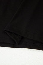 Black Leopard Patchwork Trim Lapel Shirt Drawstring Shorts 2pcs Pajama Set