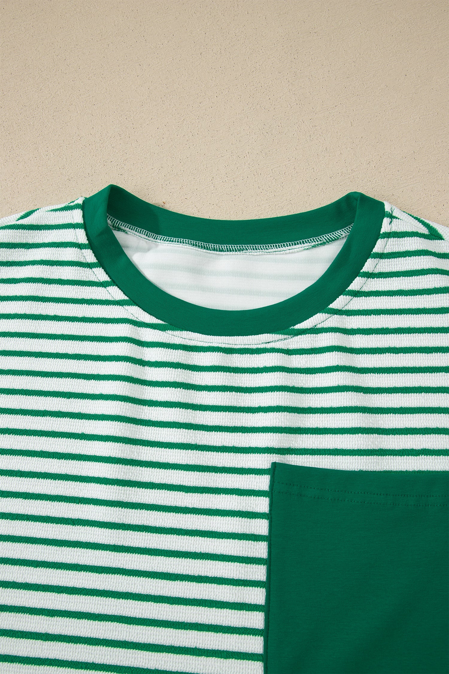 Striped Crew Neck Tee Drawstring Waist Cropped Pants Set