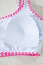 Pink Leopard Ricrac Trim Square Neck High Waist Bikinich