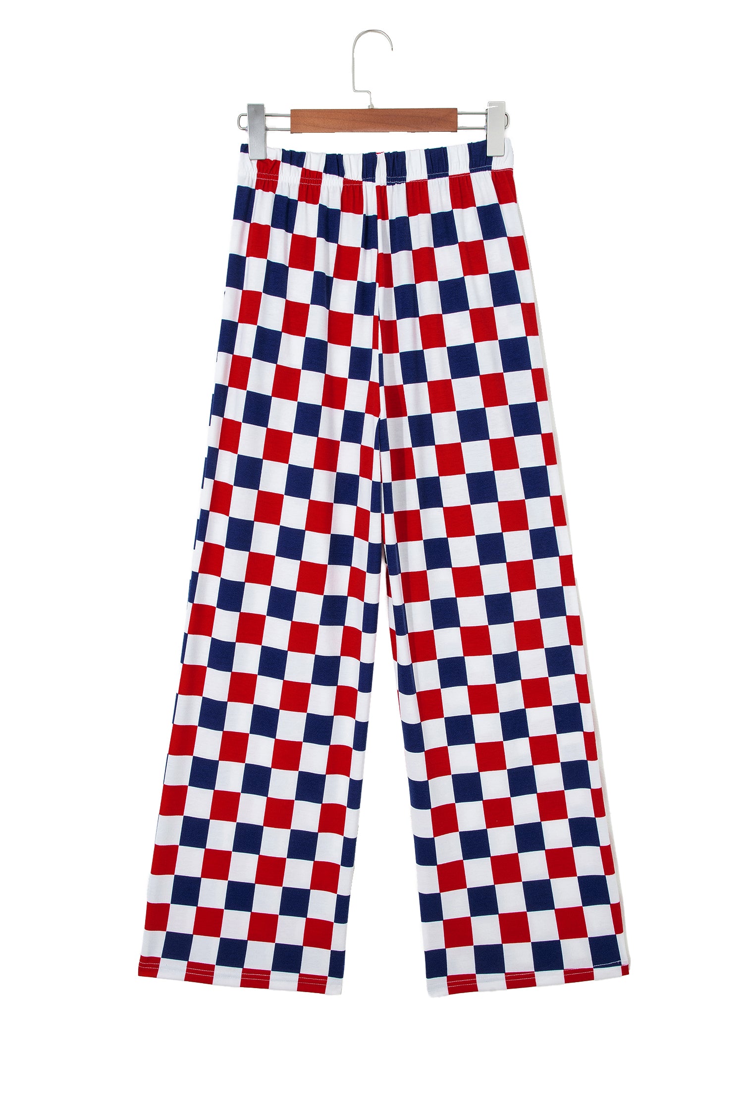 2-Tone Checked Print High Waist Wide Leg Pants