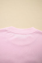 Light Pink Sweetheart Patchwork Mockneck Oversize Sweatshirt