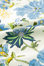 Sky Blue Plus Size Frilled V Neck Short Sleeve Floral Blouse