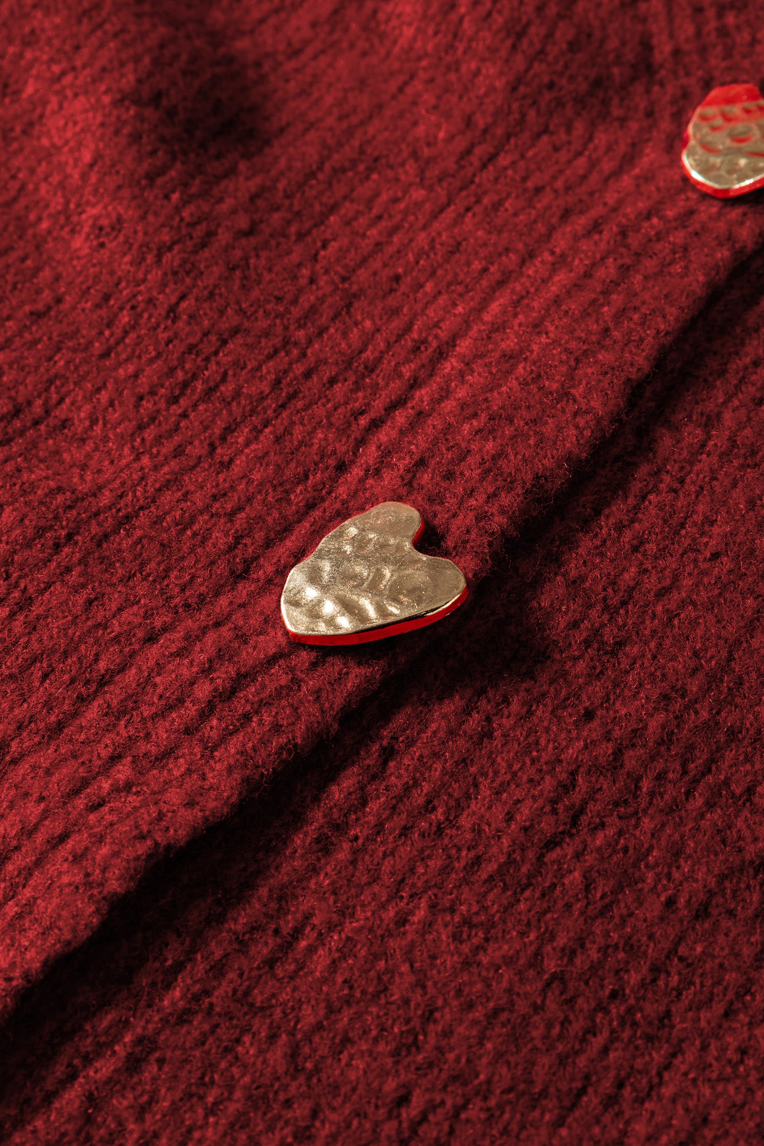 Heart Metal Button V Neck Cardigan Sweater