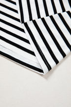 Striped Scalloped Trim Round Neck T Shirt