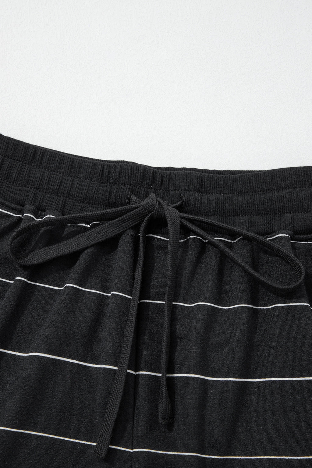 Striped Half Sleeve Tee Drawstring Shorts 2pcs Set