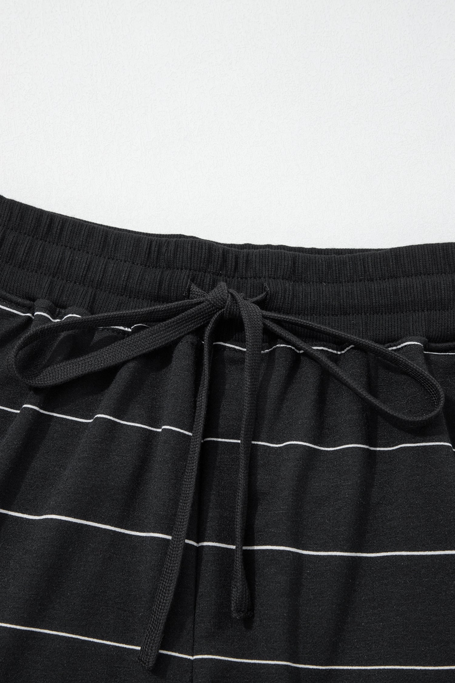 Striped Half Sleeve Tee Drawstring Shorts 2pcs Set